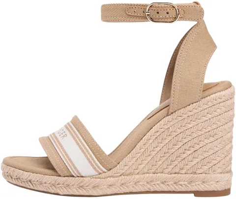 Tommy Hilfiger Donna Sandali Wedge High Webbing in Tela, Beige (Safari Canvas), 41