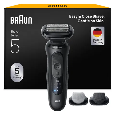Braun Serie 5 Rasoio Elettrico Barba, Wet&Dry, Regolabarba Uomo, Rasoio Barba, 50 Min Di