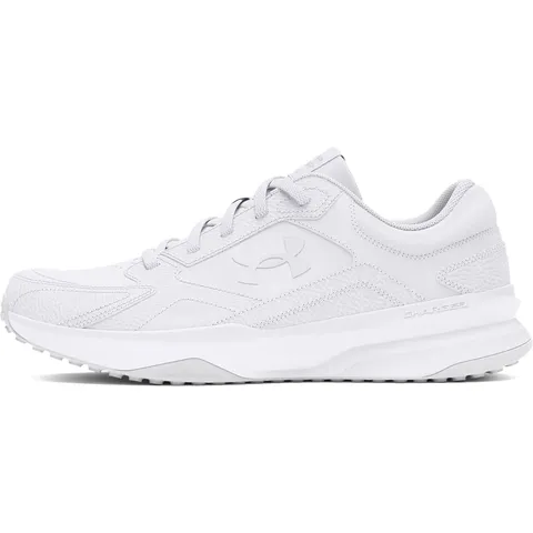 Under Armour UA Edge Lthr - Scarpe da Ginnastica Basse, Bianco Bianco Halo Grigio, 44.5 EU