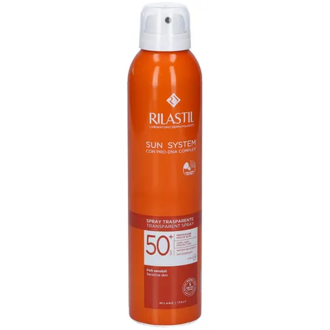 Rilastil Sun System Transparent Spray SPF 50+, Spray Corpo Trasparente, Resistente