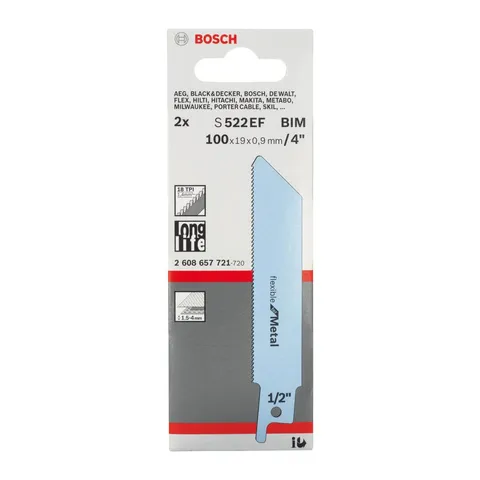 Bosch Professional 2 pezzi Lama per sega universale S 522 EF Flexible for Metal (per