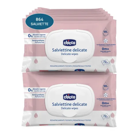 Chicco Salviettine Detergenti Neonato con Clip, Megapack 864 pezzi