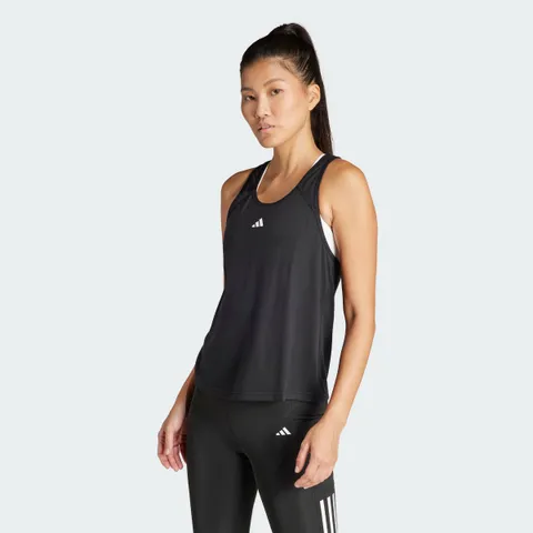 adidas Donna Train Essentials Minimal Branding Racerback Tank Top Shirt, Black, M