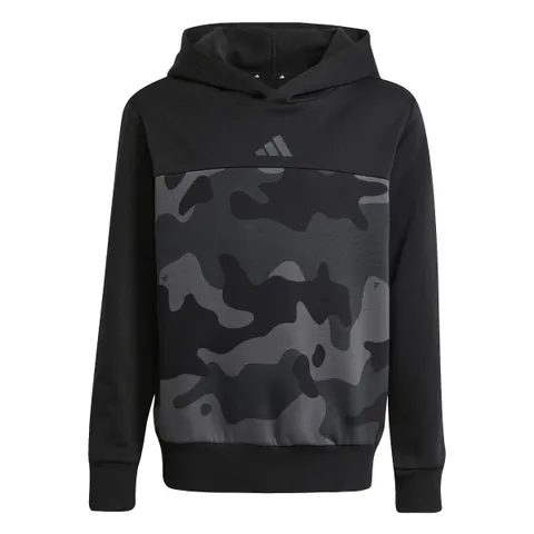 adidas Mixte Enfant Seasonal Essentials Camo Fleece Hoodie Juniors, Black/White, 7-8 Years