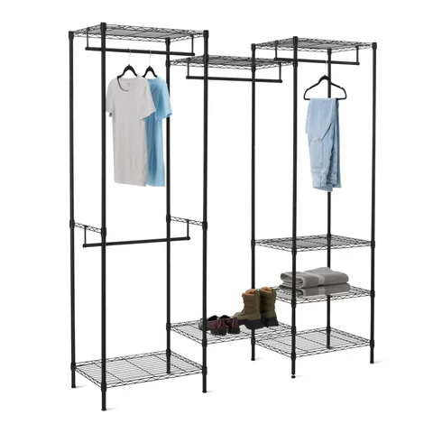 Amazon Basics Organizer da appendere in metallo, per armadio, con ripiani, Nero, 178 x 46