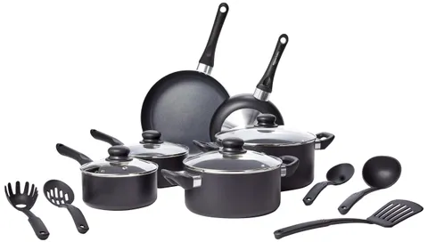 Amazon Basics Set di pentole antiaderenti in ceramica, 15 pezzi, pentole, padelle e