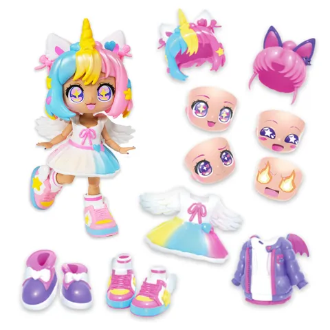 Bandai - Animakii Unicorno e Pipistrello - Set Bambola Personalizzabile - 1 Bambola, 4