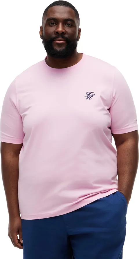 Tommy Hilfiger Uomo T-Shirt Maniche Corte Script Monogram in Cotone, Rosa (Classic Pink)