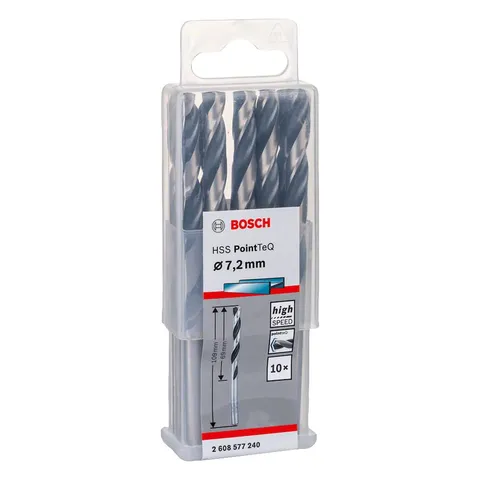 Bosch Accessories 2608577240 HSS PointTeQ (7,2 x 69 x 109 mm) - Set da 10 Pezzi di Punte