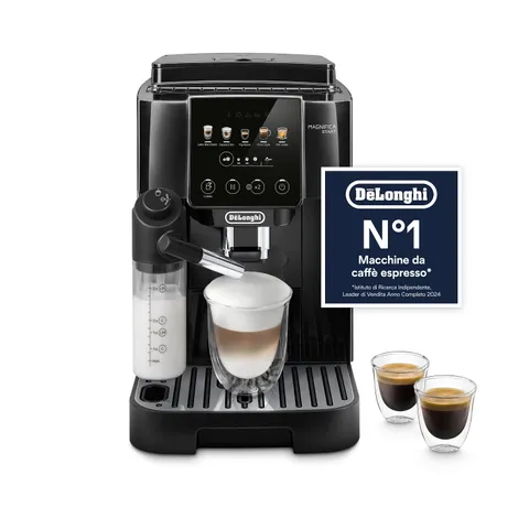 De’Longhi Magnifica Start - Perfetto Macchina da Caffè Automatica, LatteCrema Montalatte Automatico, 4 Bevande in un Solo Tocco per Espresso e Cappuccino, Comandi Soft Touch, Nero (ECAM222.91.B)