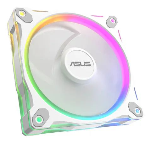 ASUS Prime MR120 ARGB, Ventola per Case da 120 mm, Spessore Telaio 2,8 cm, 20 LED ARGB Compatibili con Aura Sync per Illuminazione da Entrambi i Lati, Massimo 21 dB di Rumore, Bianco