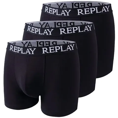 Replay I101102-004-N011 Boxer, con Logo (3 Pezzi) Boxer da Uomo Uomo Black Taglia S