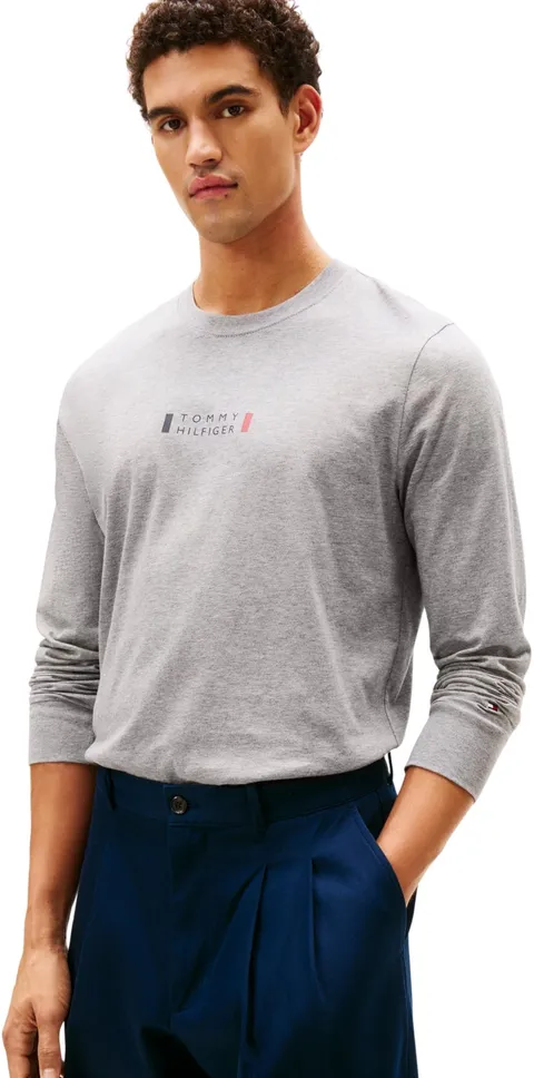 Tommy Hilfiger Men Brand Love LS Tee MW0MW41454 L/S T-Shirt, Grigio, L, Grigio (Grigio