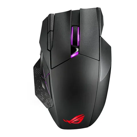 ASUS ROG Spatha X Mouse Gaming Dual-Mode (Wireless e USB-C), Sensore Ottico 19.000 DPI, 12 Tasti Programmabili, Socket Switch Push-Fit, ROG Micro Switch, Base di Ricarica Magnetica, ROG Paracord, Nero