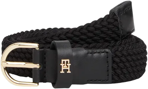 Tommy Hilfiger Donna Cintura Essential Effortless 2,5 cm Elastic Cintura in Pelle, Nero (Black), 105 cm