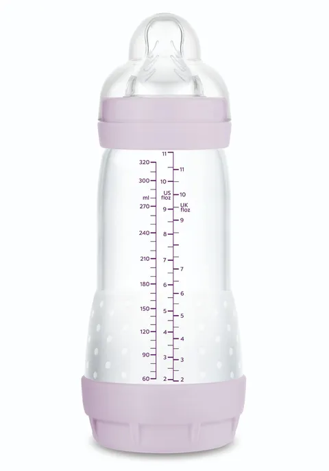 MAM Biberón Anticólicos, a partir de 4 Meses, 320ml, con Tetina 3 Flujo Rápido de Silicona de Fácil Aceptación, Autoesterilizable y Fácil de Limpiar, Easy Start Anti-Colic, Rosa Mate, Pack de 1ud