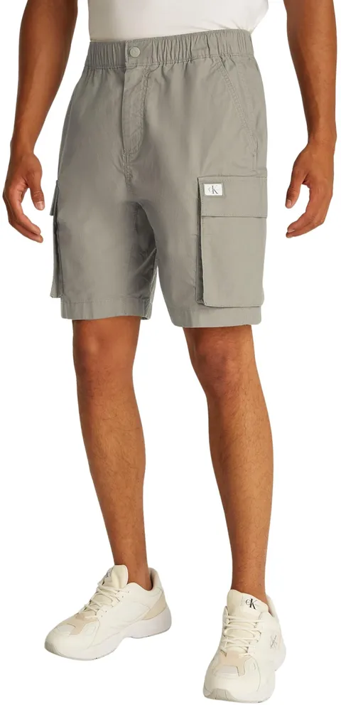 Calvin Klein Uomo Pantaloncini Cargo Washed con Elastico, Beige (Laurel Oak), 32W