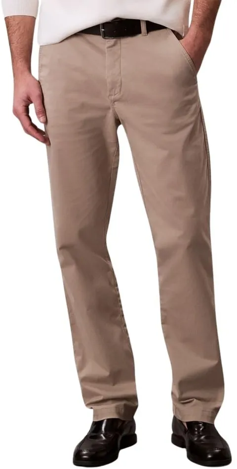 Calvin Klein Uomo Pantaloni Chino Cotton Signature Slim Fit, Beige (Vintage Khaki), 30W/28L