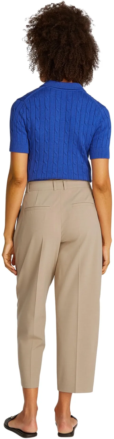 Tommy Hilfiger Donna Pantaloni in Tessuto Stretch Tapered Caviglie Scoperte, Beige