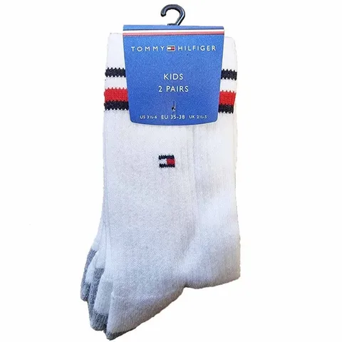 Tommy Hilfiger Bambini Unisex 2 Confezioni Iconiche Calze Sportive, Bianco 35/38 Bianca