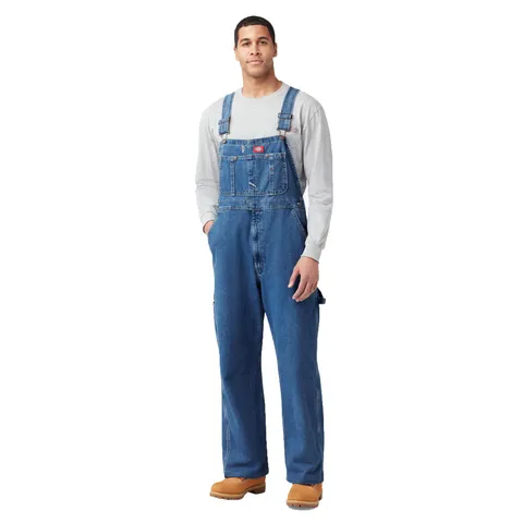 Dickies Uomo, Salopette Bib in denim slavato, BLU Indaco Lavato A Pietra, 34W / 32L