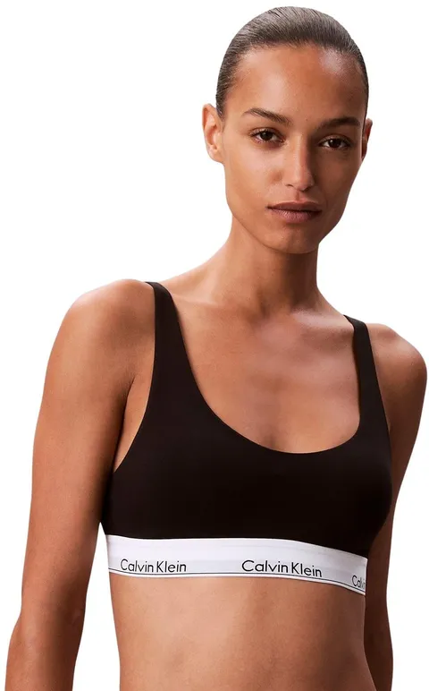 Calvin Klein Donna Bralette Lightly Lined con Fascia con Logo, Nero (Black), S