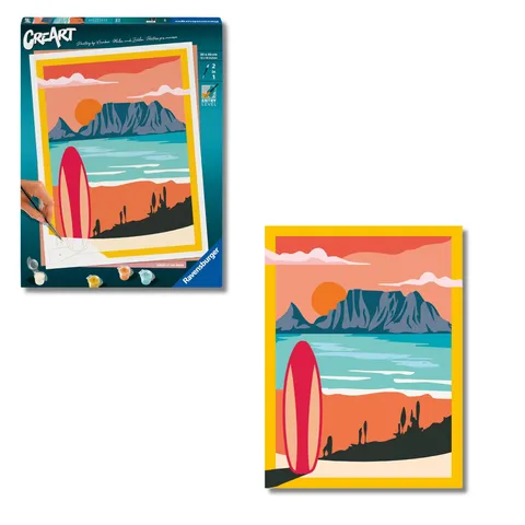 Ravensburger CreArt: Tramonto con Tavola da Surf - Dipingere con i Numeri Adulti