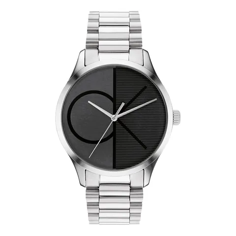 Calvin Klein Orologio Analogico al Quarzo Per Uomo e Donna Collezione ICONIC con Cinturino in Acciaio Inossidabile Argentato - 25200163