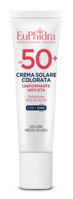 Euphidra Crema Solare Viso Colorata Spf 50+ Anti-Età Colore Medio-Scuro