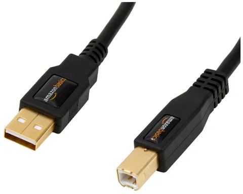 Amazon Basics Cavo USB 2.0, USB-A maschio a USB-B maschio, con connettori placcati in oro