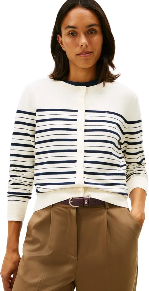 Tommy Hilfiger Co Jersey Stitch Cardigan Ww0Ww42370, Cardigan, Donna, Nero (Calico/Dark