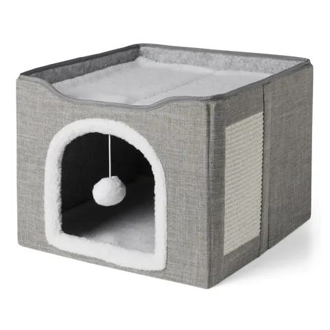Amazon Basics - Casetta per Gatti a 1 Piano, Lettini per Gatti da Interno, Cubo per Gatti