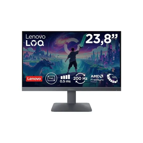Schermo PC Lenovo LOQ 24-10 Gaming 23,8 Full HD IPS 200 Hz HDR10 Angoli 178° Nero con montaggio VESA 100x100 - Nuevo