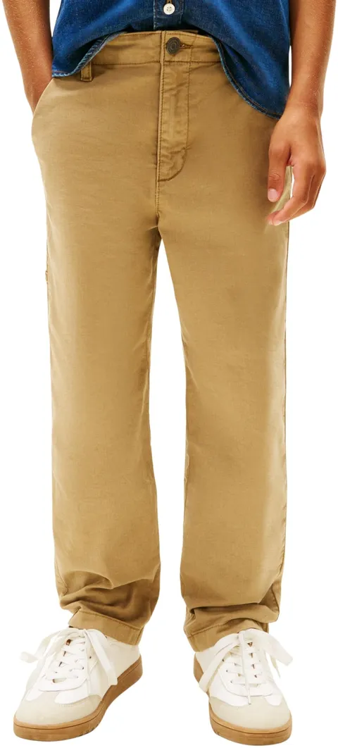 Tommy Hilfiger Bambino Pantaloni Relaxed Worker in Cotone Elasticizzato, Beige (Dark