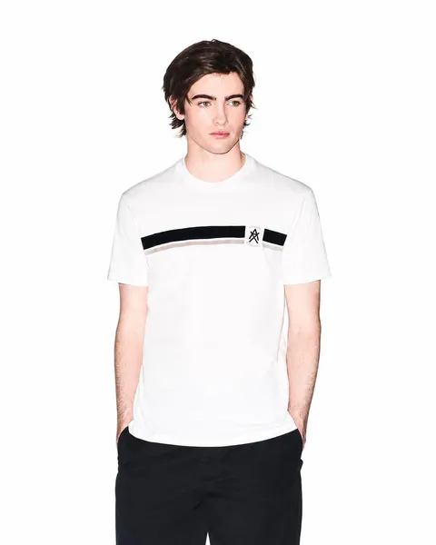Armani Exchange Men's One Block up, Color Contrast Banding, Embroidered Logo T-Shirt
