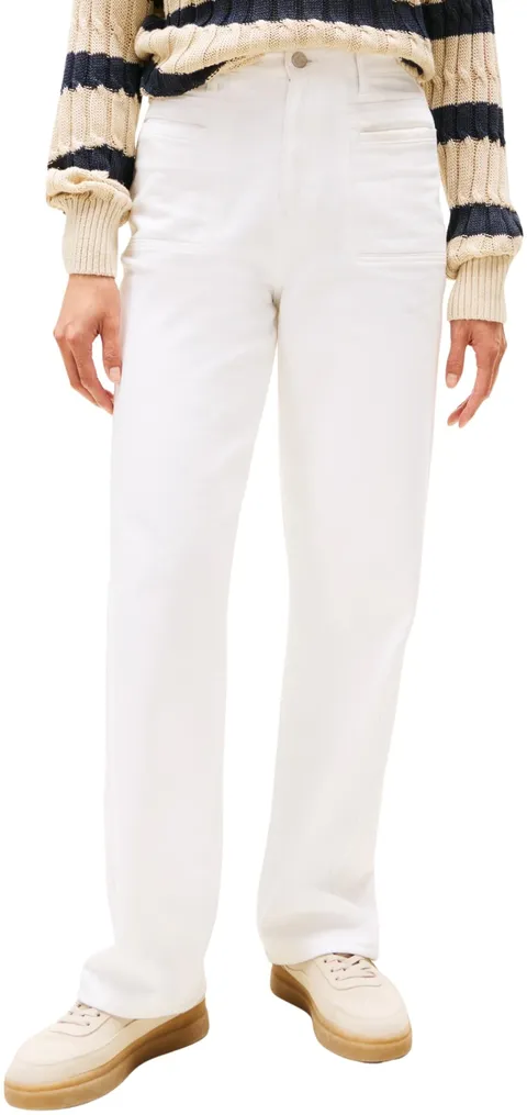 Tommy Hilfiger Donna Jeans White Relaxed Straight Vita Alta, Bianco (White), 28W/32L