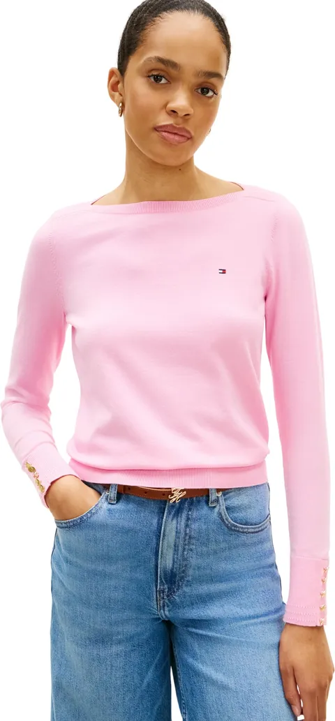 Tommy Hilfiger Donna Pullover Pullover in Maglia, Rosa (Rose Petal), XS