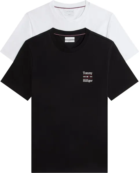 Tommy Hilfiger Maglietta da Uomo con Grafica sul Petto, Confezione da 2, MW0MW45091