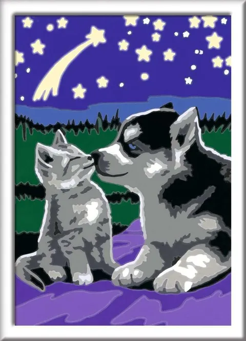 Ravensburger CreArt 27847 - Cane e gatto - Dipinto con numeri da 7 anni, set per