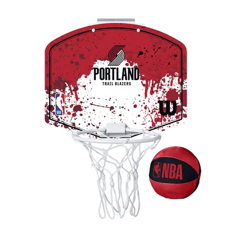 Wilson Minicanestro da Basket NBA TEAM MINI HOOP, Plastica, Bianco/Rosso (Portland Trail