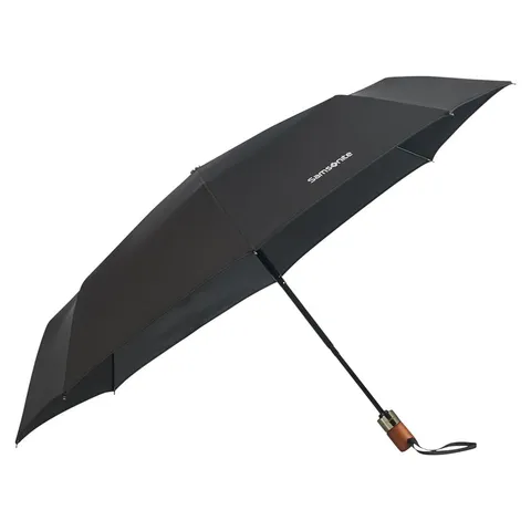 Samsonite Wood Classic S - 3 Section Auto Open Close Short Ombrello Pieghevole, 27 cm