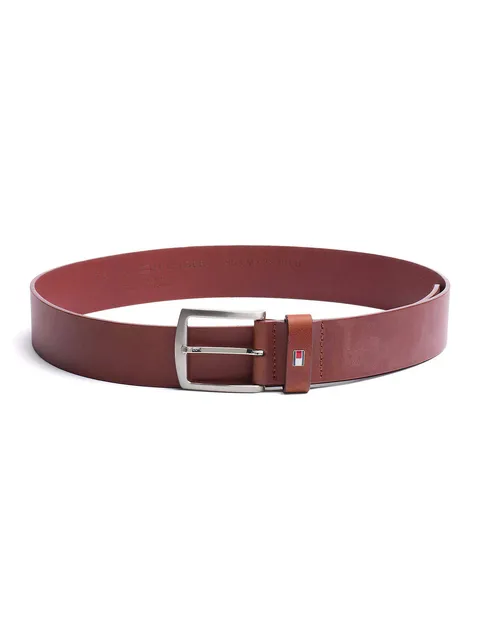Tommy Hilfiger Uomo Cintura New Denton 4.0 Belt Cintura in Pelle, Marrone (Dark Tan), 90 cm