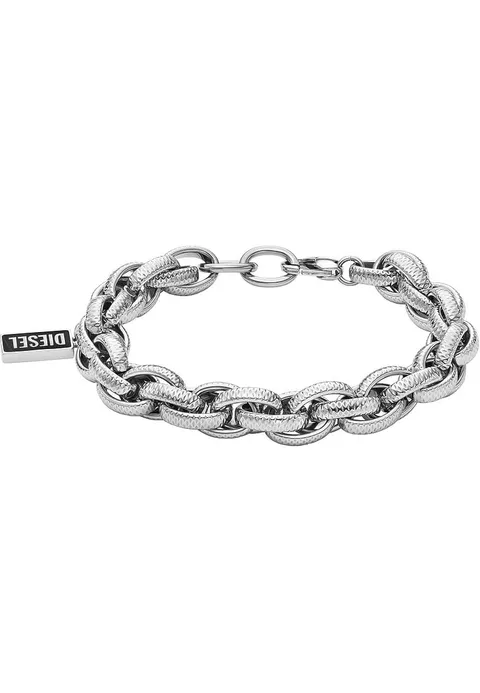 Diesel Bracciale da uomo in acciaio inossidabile con chiusura a moschettone o a
