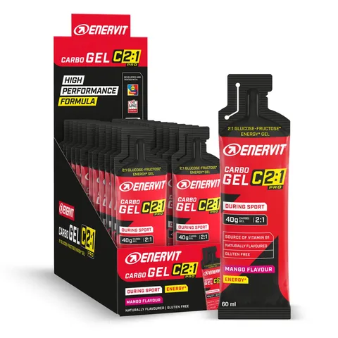 Enervit Carbo Gel C2:1PRO Mango, Gel Energetico, 40g di Carboidrati, per Attività ad Alta