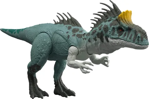 Mattel Jurassic World - Cryolophosaurus Ruggito Selvaggio, dinosauro snodato con luci e