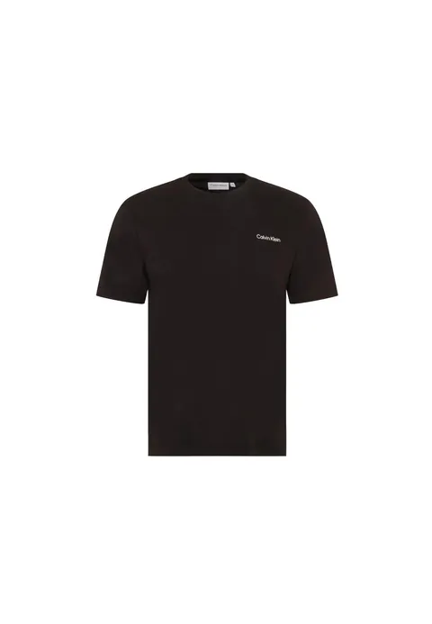 Calvin Klein Uomo T-Shirt Maniche Corte Micro Logo Interlock Scollo Rotondo, Nero (CK