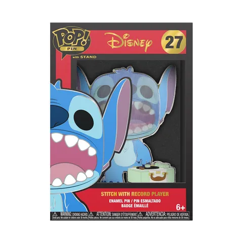 Funko Large Pop Enamel Pin Disney Lilo And Stitch Stitch With Record Player Disney Lilo &