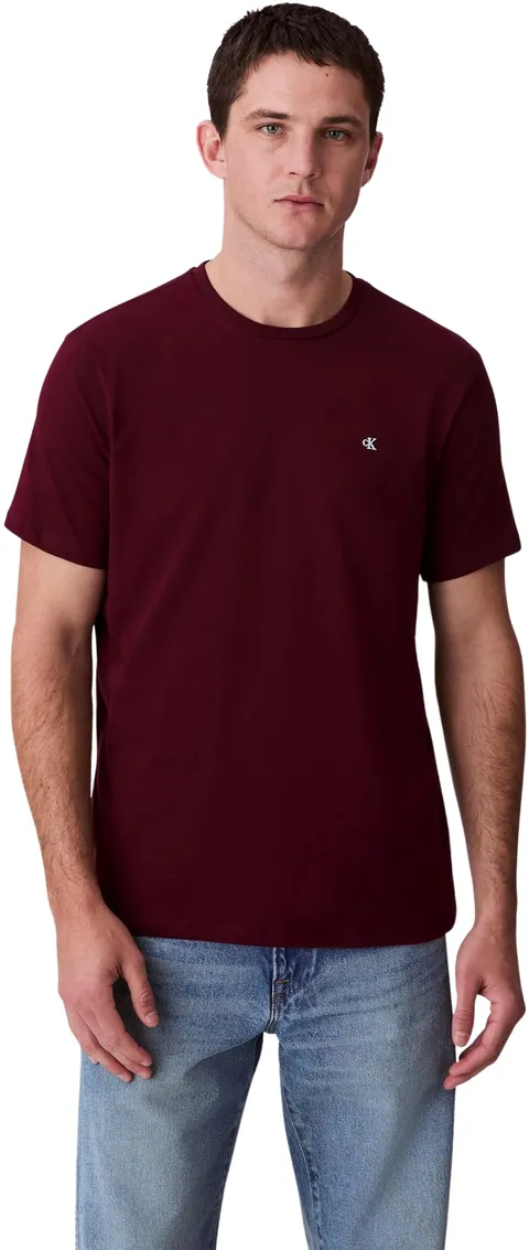 Calvin Klein Uomo T-Shirt Maniche Corte Smooth Solid Tee con Scollo Rotondo, Rosso (Deep