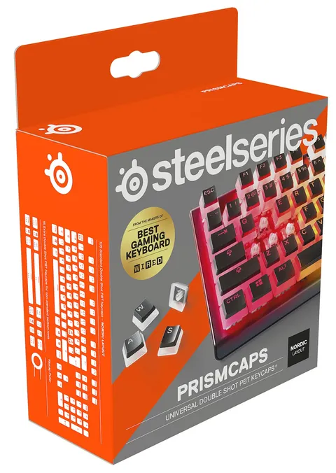 SteelSeries PrismCaps, Copritasti in stile pudding a doppio scatto, Robusta termoplastica PBT, Compatibile con la maggior parte delle tastiere meccaniche, Steli MX, Nera (Layout nordico)