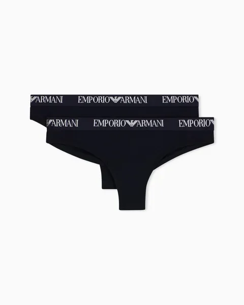 Emporio Armani Mezzo Slip da Donna (Confezione da 2), Nero/Nero, L
